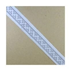 Entredós Bordado Gris Y Blanco Semillas 15mm. Conjunto 5