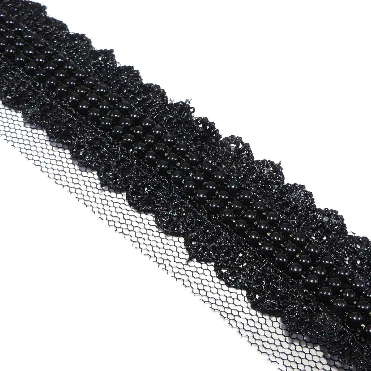 Entredós De Guipur Con Perlas 25mm. Negro 4 Entredós De Guipur Con Perlas 25mm. Negro - Imagen 2