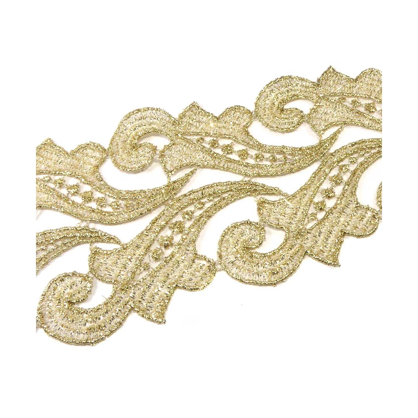 Entredós De Guipur Dorado 7cm. Doble Lirio 4 Entredós De Guipur Dorado 7cm. Doble Lirio - Imagen 2