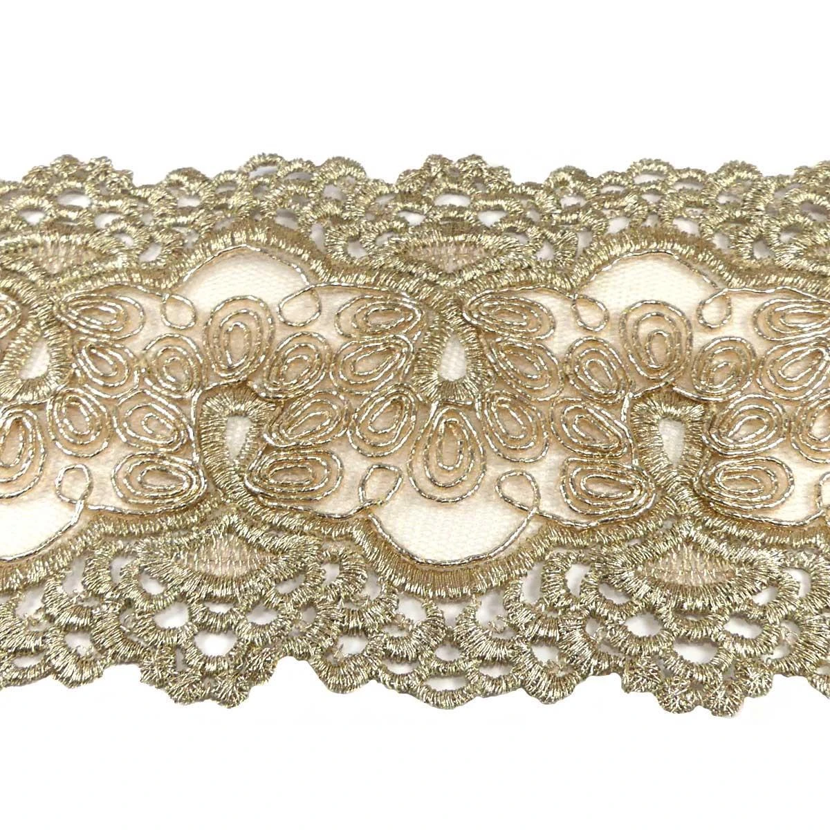 Entredós De Guipur Dorado 8cm. Cenefa 4 Entredós De Guipur Dorado 8cm. Cenefa - Imagen 2
