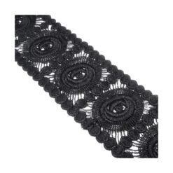 Entredós De Guipur óvalo Y Rosa Negro 6cm -Merceria Botton entredos de guipur ovalo y rosa negro 6cm 1