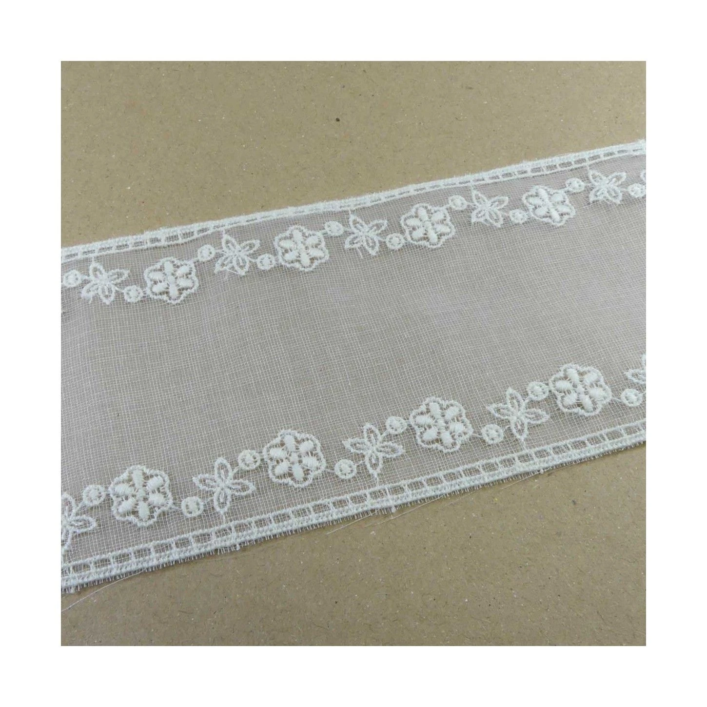 Entredós De Muselina Bordado Flores 67mm 4 Entredós De Muselina Bordado Flores 67mm - Imagen 2