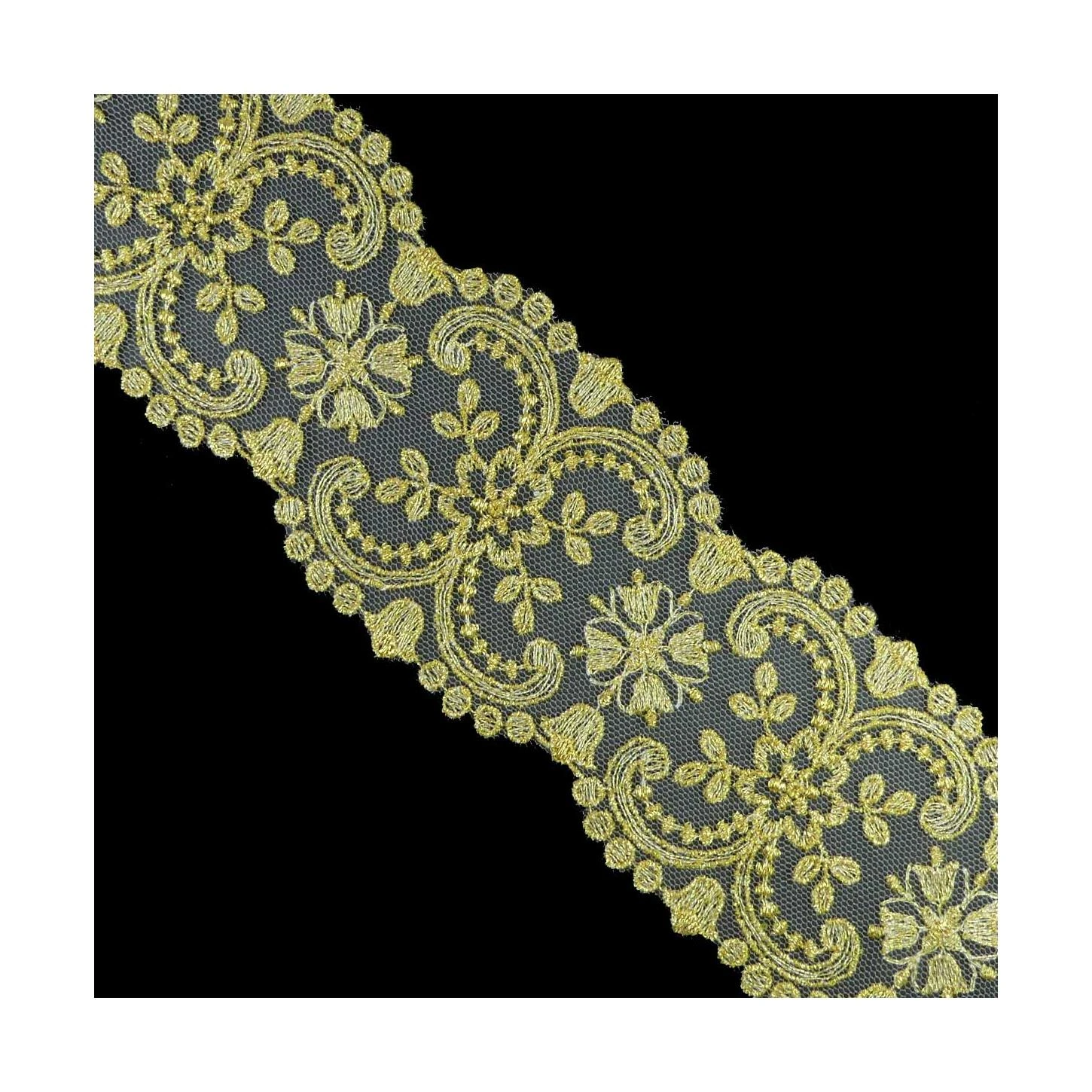 Entredós De Tul Bordado Dorado 7cm. Conjunto 7 4 Entredós De Tul Bordado Dorado 7cm. Conjunto 7 - Imagen 2