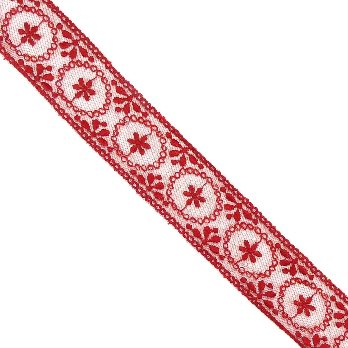 Entredós De Tul Bordado Floral 3cm. Varios Colores 3 Entredós De Tul Bordado Floral 3cm. Varios Colores