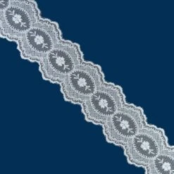 Entredós Doble Tul Bordado Blanco Roto 42mm. Conjunto 6