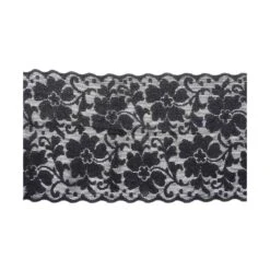 Entredós Elástico Nylón Negro Floral 10cm