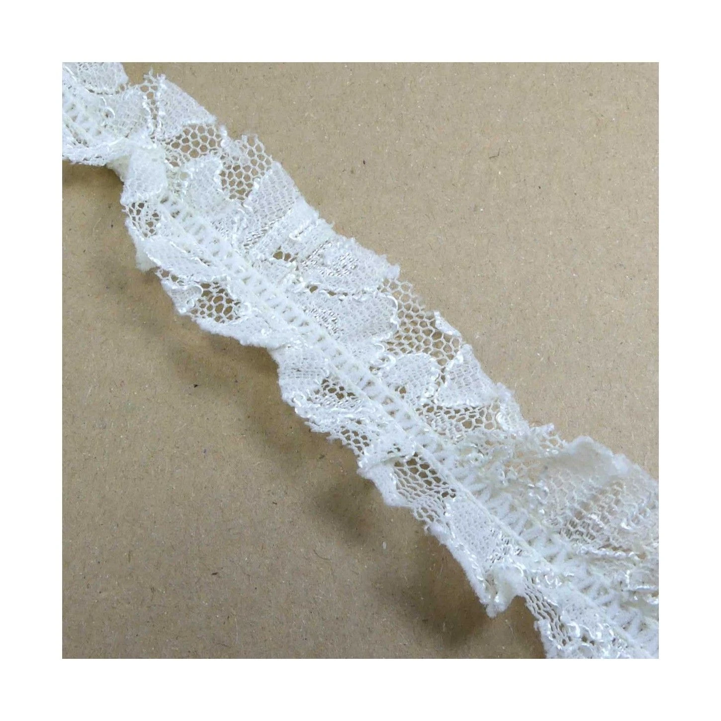 Entredós Fruncido Nylón Crudo 3cm 3 Entredós Fruncido Nylón Crudo 3cm