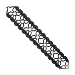 Entredós Guipur Con Ojetes Oro 35mm