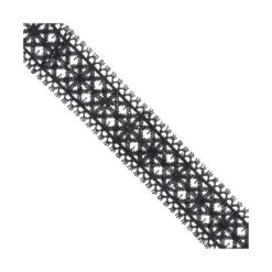 Entredós De Guipur Negro Con Mini Lentejuelas 4cm. Rombos