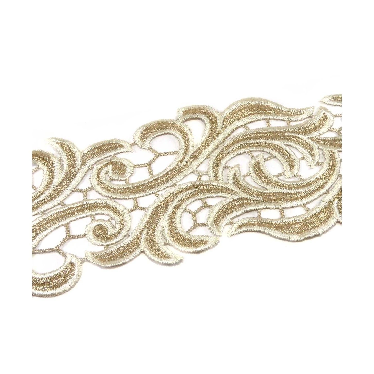 Entredós Guipur Oro Y Marfil 8cm. Filigrana 4 Entredós Guipur Oro Y Marfil 8cm. Filigrana - Imagen 2