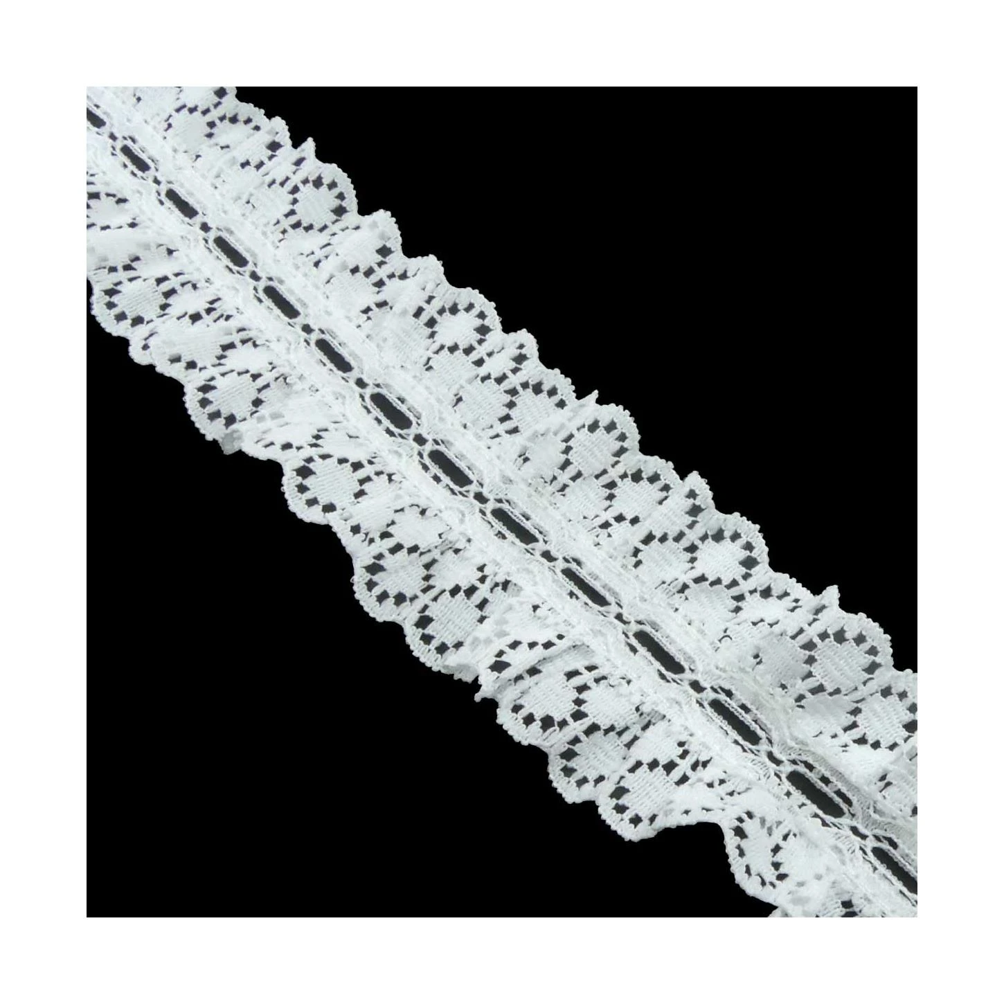 Entredós Pasacintas Fruncido Blanco 38mm 4 Entredós Pasacintas Fruncido Blanco 38mm - Imagen 2