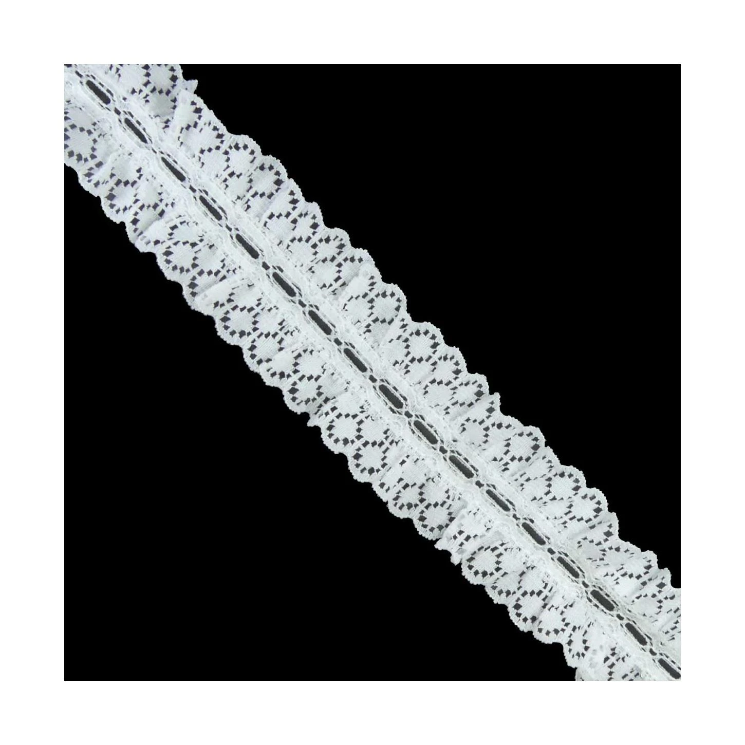 Entredós Pasacintas Fruncido Blanco 38mm 3 Entredós Pasacintas Fruncido Blanco 38mm