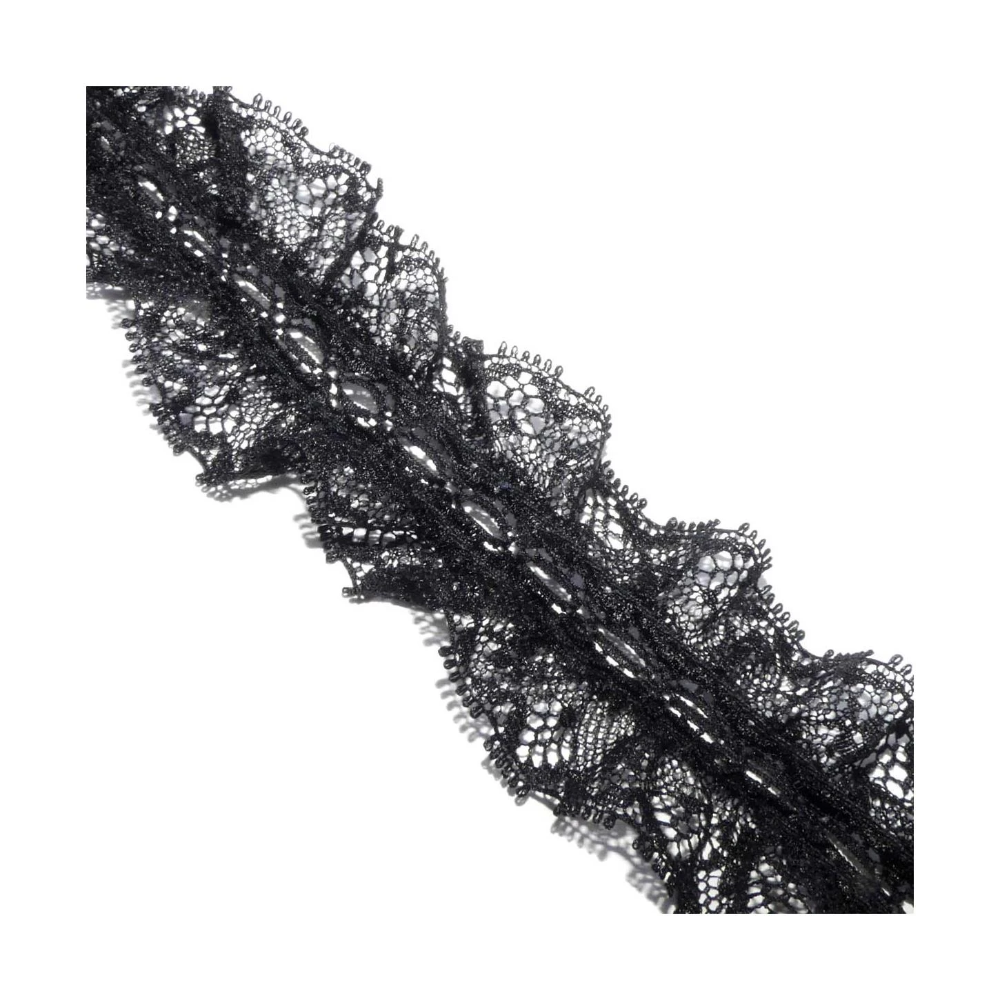 Entredós Pasacintas Fruncido Negro 4cm 4 Entredós Pasacintas Fruncido Negro 4cm - Imagen 2