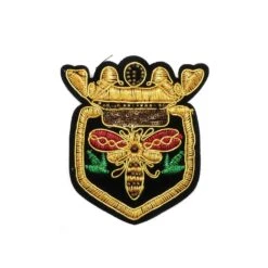 Escudo Bordado Dibujo Abeja Negro Y Oro
