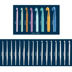 Estuche Con Set De Agujas Para Crochet En Aluminio Y Acero -Merceria Botton estuche con set de agujas para crochet en aluminio y acero 2