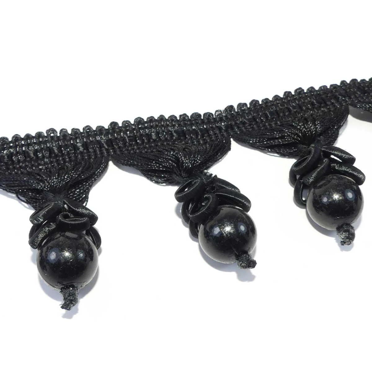 Fleco Abalorios Y Galón Con Lazo 6cm. Negro 4 Fleco Abalorios Y Galón Con Lazo 6cm. Negro - Imagen 2