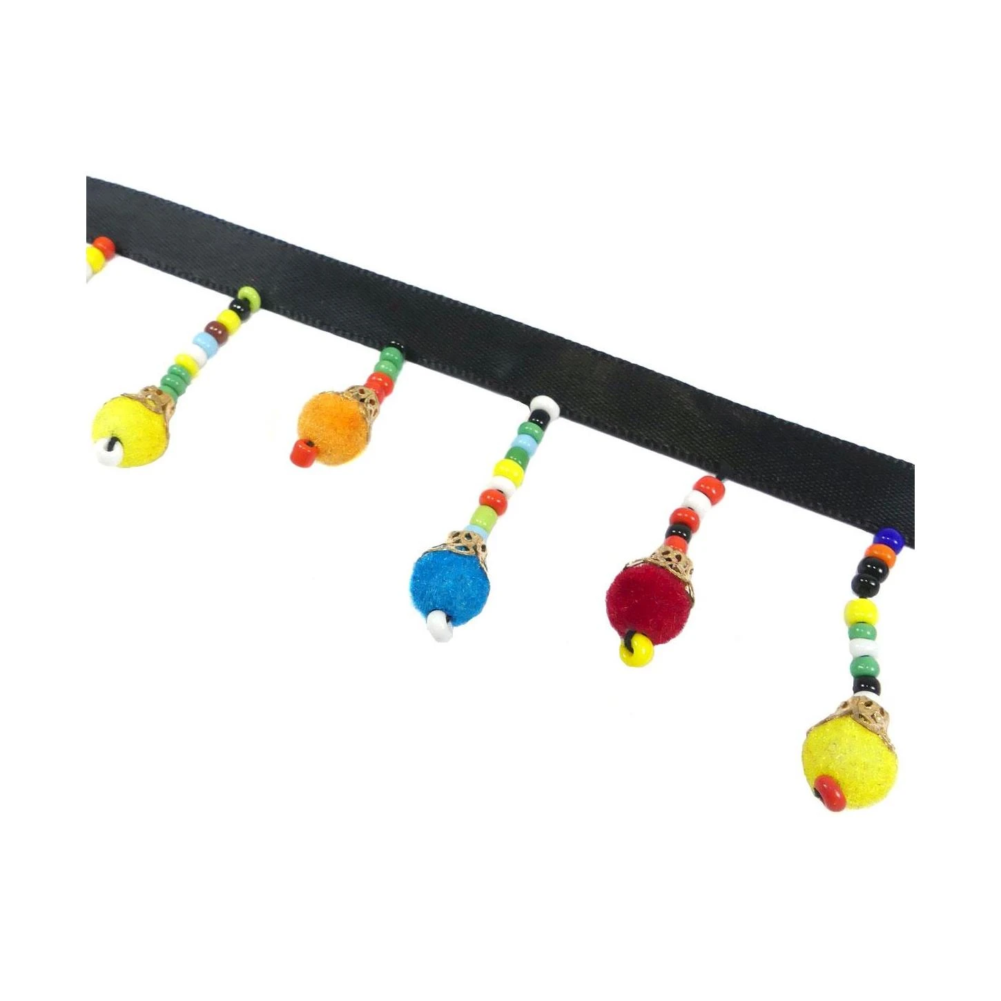 Fleco Con Abalorios Y Bola Terciopelo. 4,5cm 4 Fleco Con Abalorios Y Bola Terciopelo. 4,5cm - Imagen 2