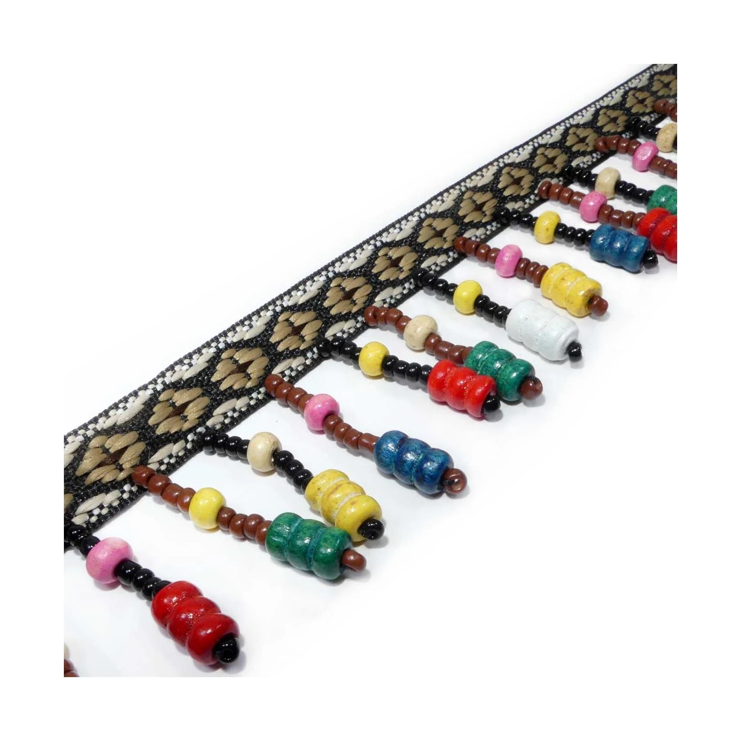 Fleco Con Abalorios Y Bolas Madera. 4cm 4 Fleco Con Abalorios Y Bolas Madera. 4cm - Imagen 2