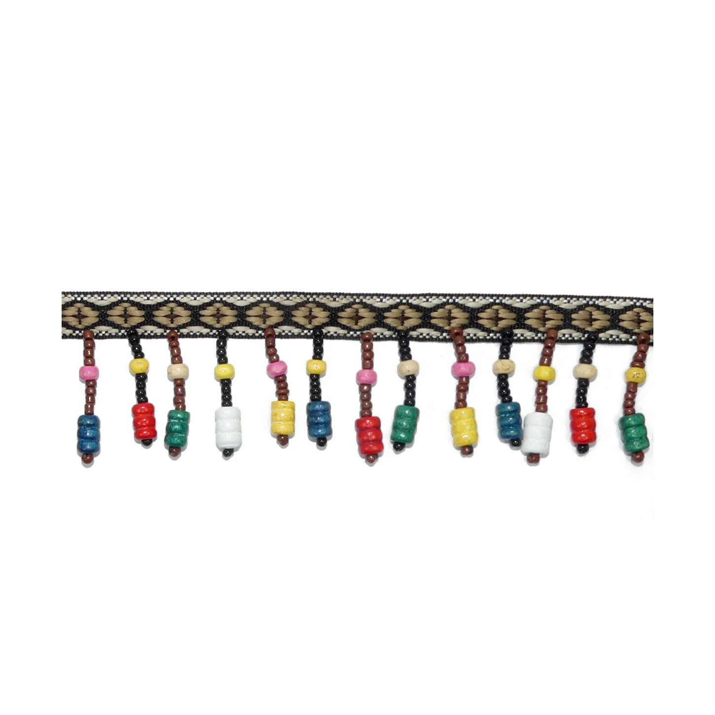 Fleco Con Abalorios Y Bolas Madera. 4cm 3 Fleco Con Abalorios Y Bolas Madera. 4cm