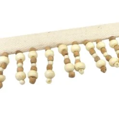 Fleco Con Cuentas Madera En Crudo. 4cm -Merceria Botton fleco con cuentas madera en crudo 4cm 1