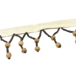 Fleco Con Cuentas Madera Trenzado. 4,5cm -Merceria Botton fleco con cuentas madera trenzado 45mm 1