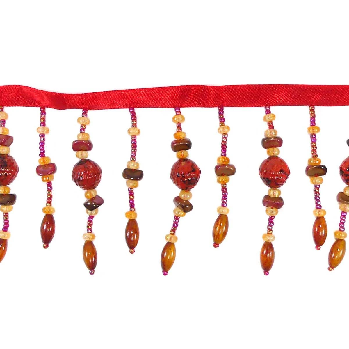 Fleco De Abalorios Y Rocalla 7,5cm. Tonos Rojos 3 Fleco De Abalorios Y Rocalla 7,5cm. Tonos Rojos
