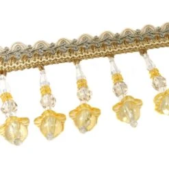 Fleco De Cristales Mostaza Diseño Campanilla -Merceria Botton fleco de cristales mostaza diseno campanilla 1