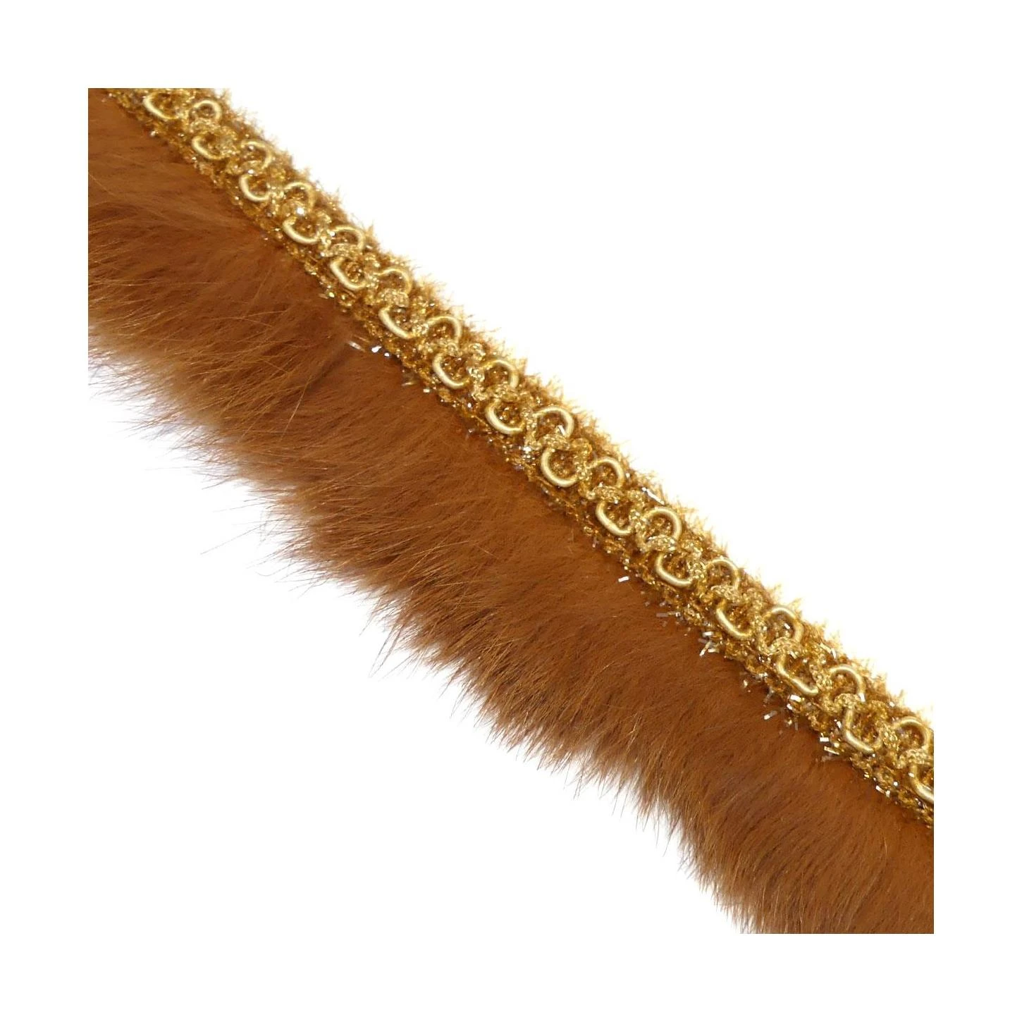 Fleco De Pelo De Conejo Con Galón Lamé 4cm. Naranja 4 Fleco De Pelo De Conejo Con Galón Lamé 4cm. Naranja - Imagen 2