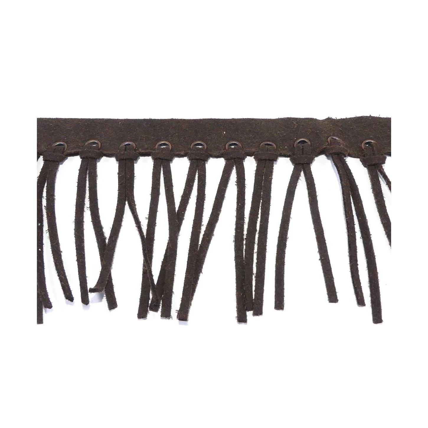 Fleco De Piel Con Ollaos Marrón 8cm 4 Fleco De Piel Con Ollaos Marrón 8cm - Imagen 2