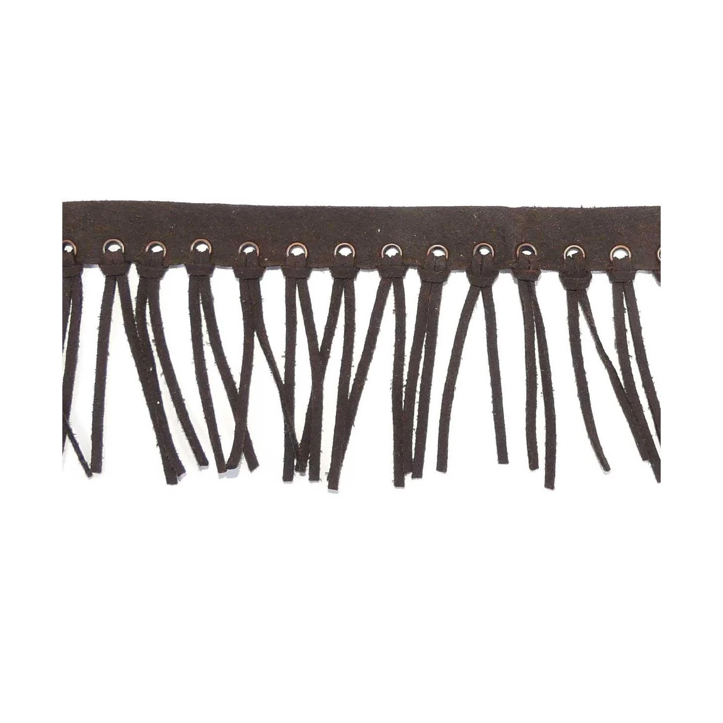 Fleco De Piel Con Ollaos Marrón 8cm 3 Fleco De Piel Con Ollaos Marrón 8cm