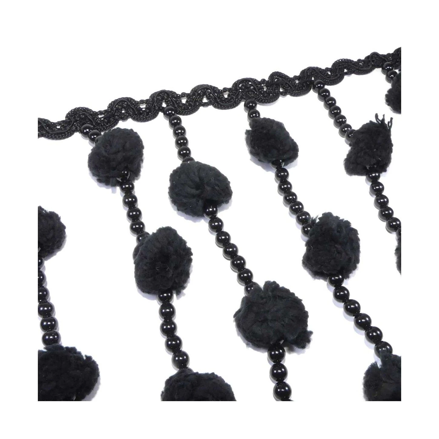 Fleco De Madroños Y Perlas En Negro 14-17cm 4 Fleco De Madroños Y Perlas En Negro 14-17cm - Imagen 2