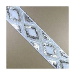 Galón Bordado Con Lentejuelas 5cm. Blanco
