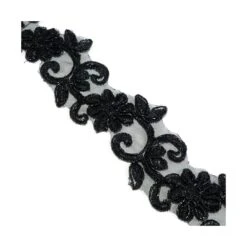 Galón Bordado En Organza 3cm. Negro -Merceria Botton galon bordado en organza 3cm negro2 1