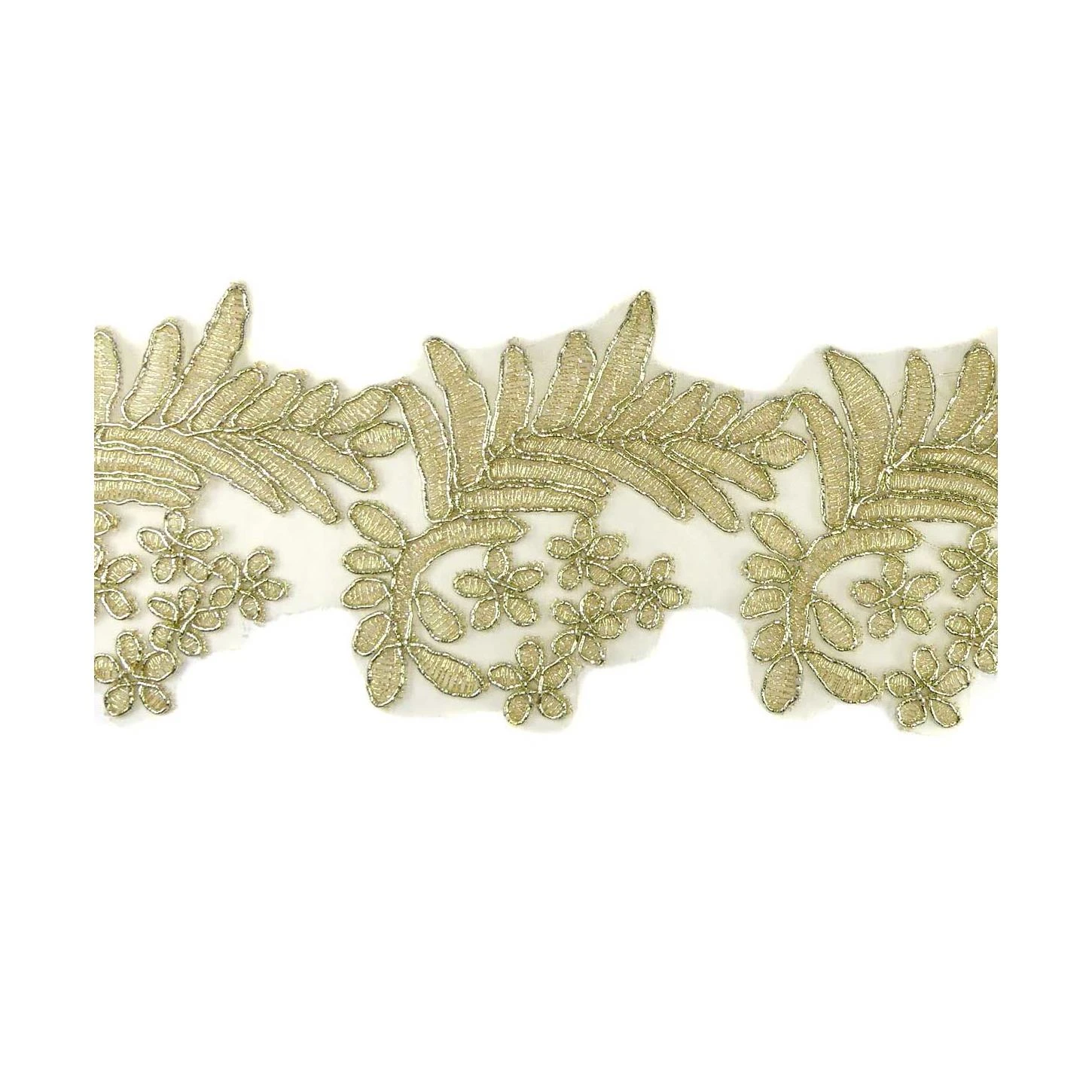 Galón Bordado Oro Hojas 7,5cm 3 Galón Bordado Oro Hojas 7,5cm