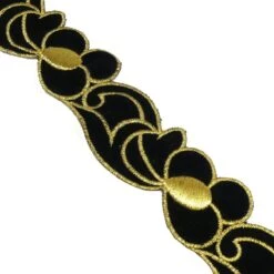 Galón Bordado Termoadhesivo Negro Y Dorado 3,5cm. Flores 5 Galón Bordado Termoadhesivo Negro Y Dorado 3,5cm. Flores -Merceria Botton galon bordado termoadhesivo negro y dorado 35mm flores 1