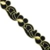 Galón Bordado Termoadhesivo Negro Y Dorado 3,5cm. Flores -Merceria Botton galon bordado termoadhesivo negro y dorado 35mm flores