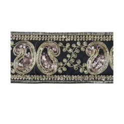 Galón Con Bordado Dorado Cachemir