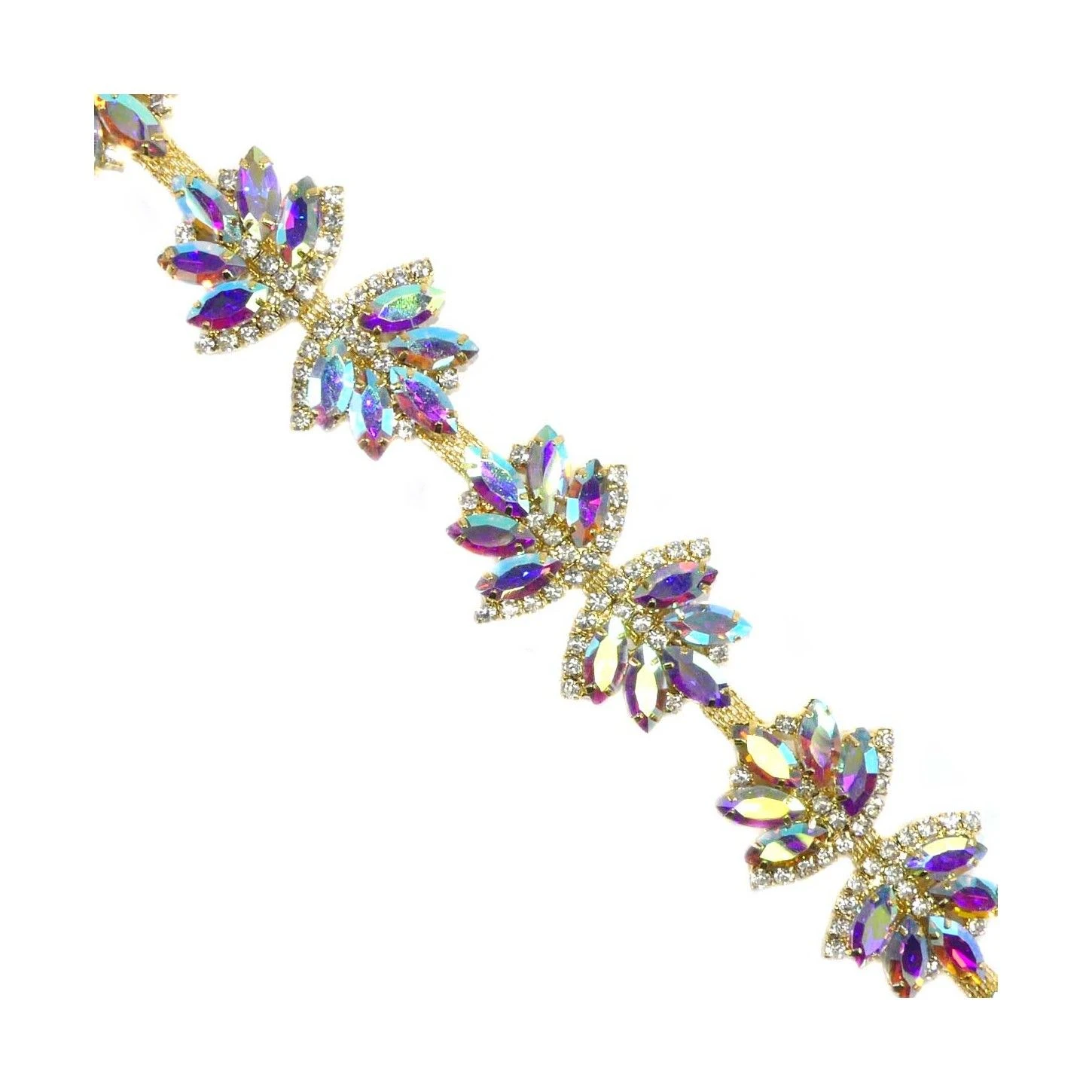 Galón De Cristal Irisado Con Forma De Hojas 35mm 3 Galón De Cristal Irisado Con Forma De Hojas 35mm