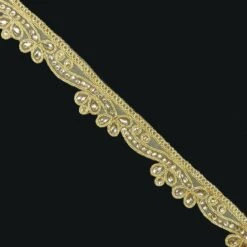 Galón O Puntilla De Guipur Con Cristal 2,5cm. Oro Y Plata