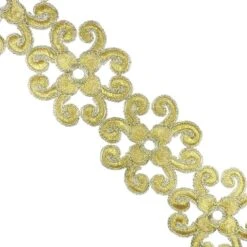 Galón De Guipur Dorado 7,5cm. Flor De Ocho Pétalos