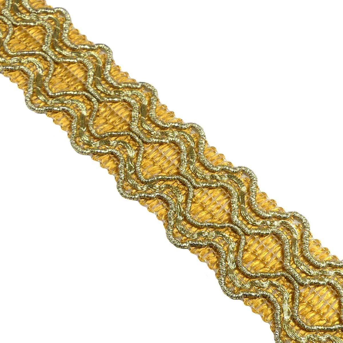 Galón De Rayón Y Metal Dorado 2,8cm 4 Galón De Rayón Y Metal Dorado 2,8cm - Imagen 2