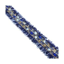 Galón Doble Fleco Azul Con Cadena -Merceria Botton galon doble fleco azul con cadena2 1