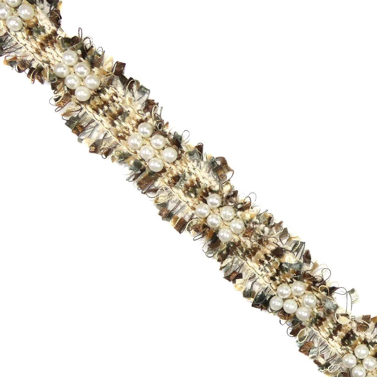 Galón Estilo Chanel Con Perlas 2,5cm. Beig 3 Galón Estilo Chanel Con Perlas 2,5cm. Beig
