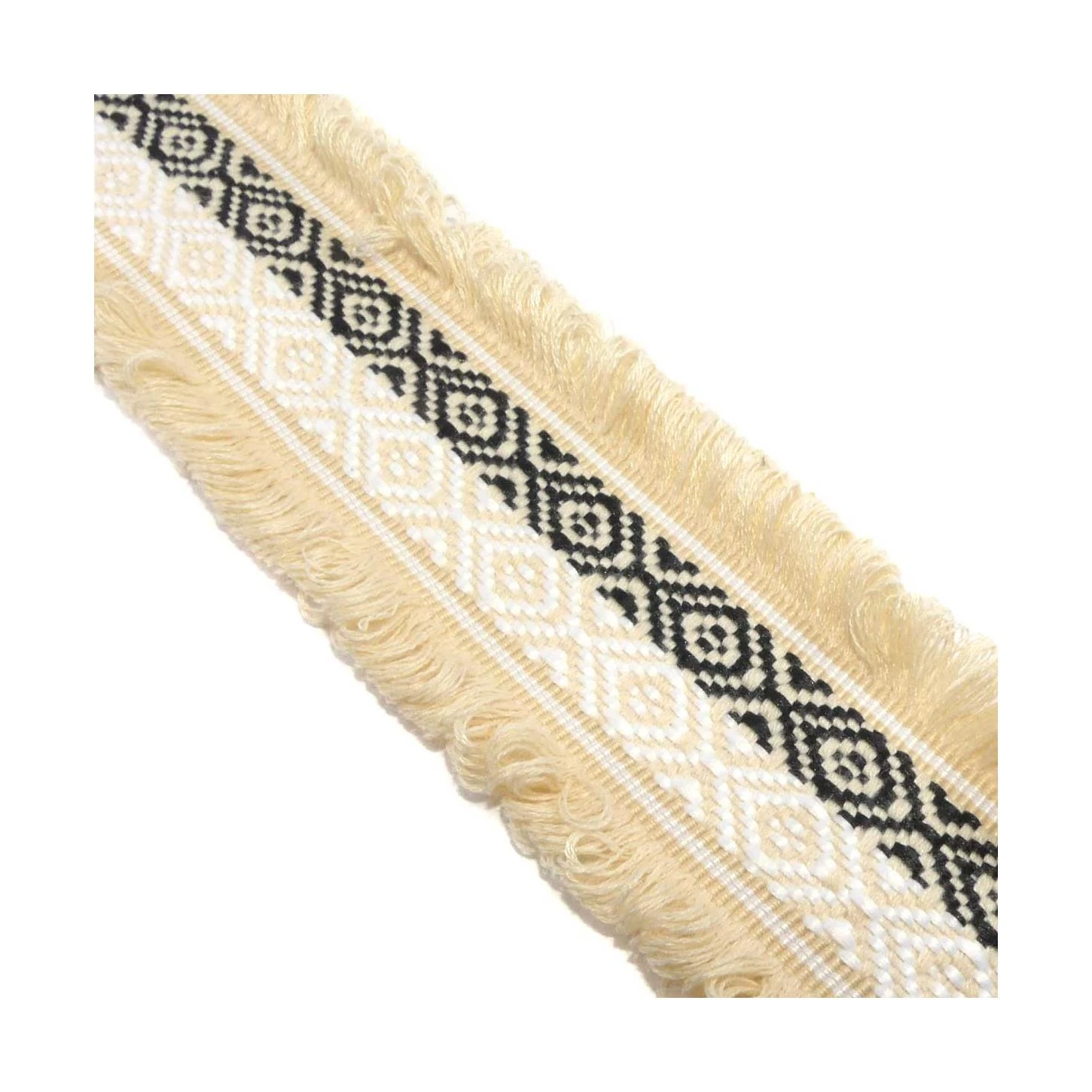 Galón étnico Con Fleco Doble Beig 6cm 4 Galón étnico Con Fleco Doble Beig 6cm - Imagen 2