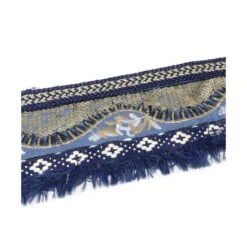 Galón étnico Con Fleco Y Lentejuela 8cm. Azul Y Oro -Merceria Botton galon etnico con fleco y lentejuela 8cm azul y oro 1