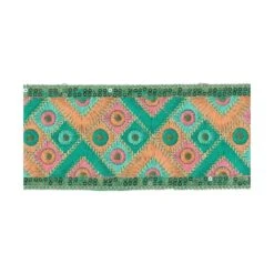 Galón Geométrico étnico Bordado Colores. 7,5cm Ancho