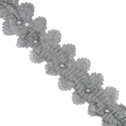 Galón Guipur Con Plisado Y Perlas 5cm