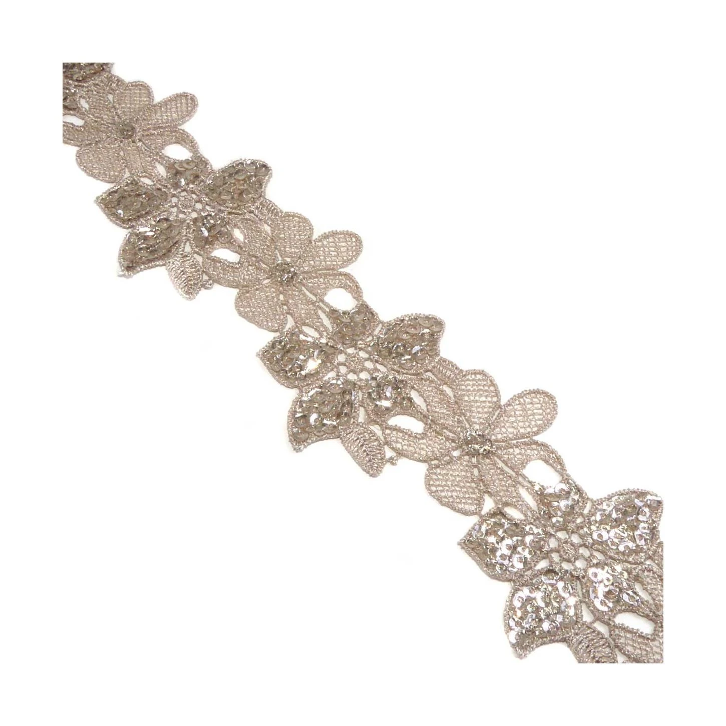 Galón Guipur Flores Con Lentejuela 35mm 3 Galón Guipur Flores Con Lentejuela 35mm