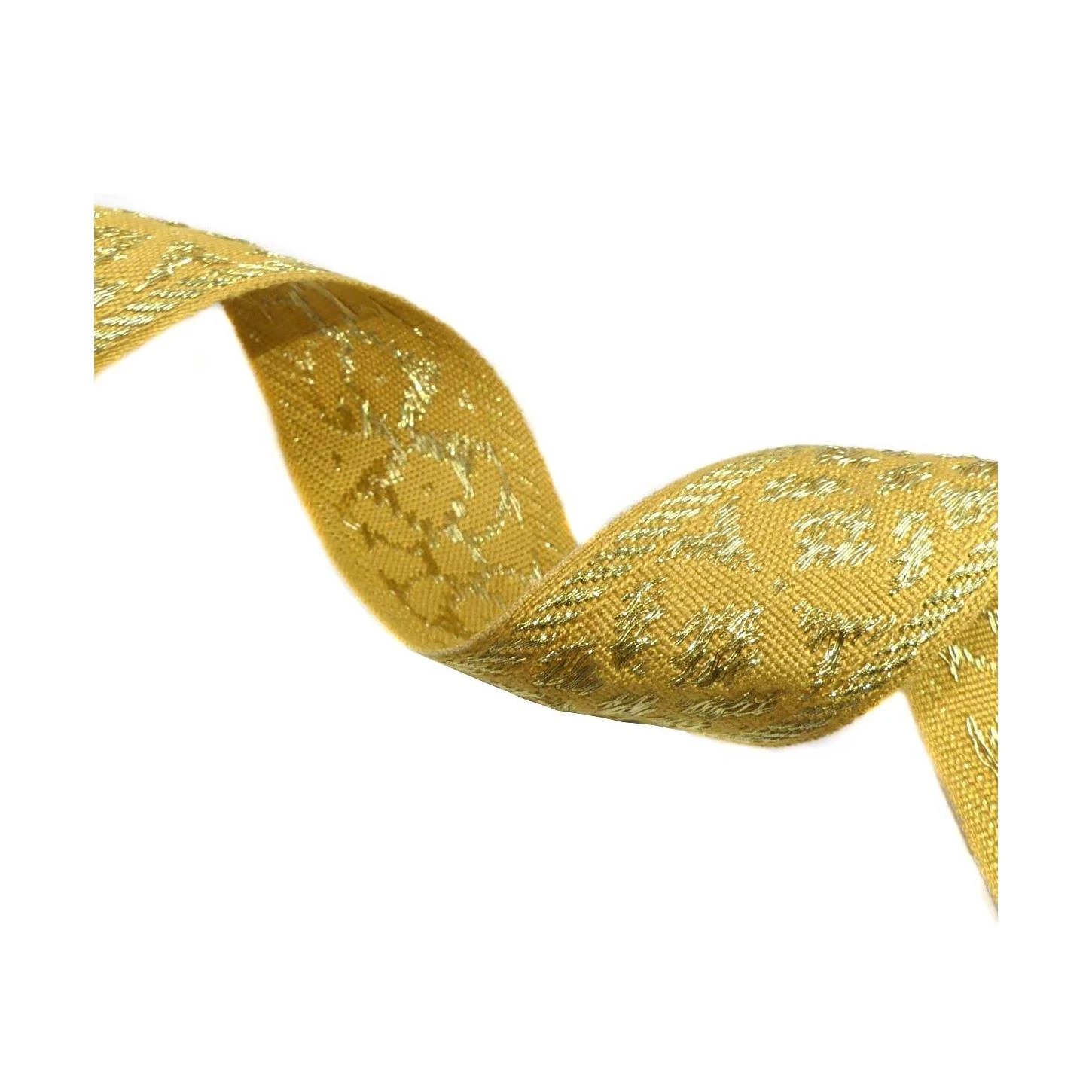 Galón Jacquar Mostaza Con Bordado Dorado 4cm 3 Galón Jacquar Mostaza Con Bordado Dorado 4cm