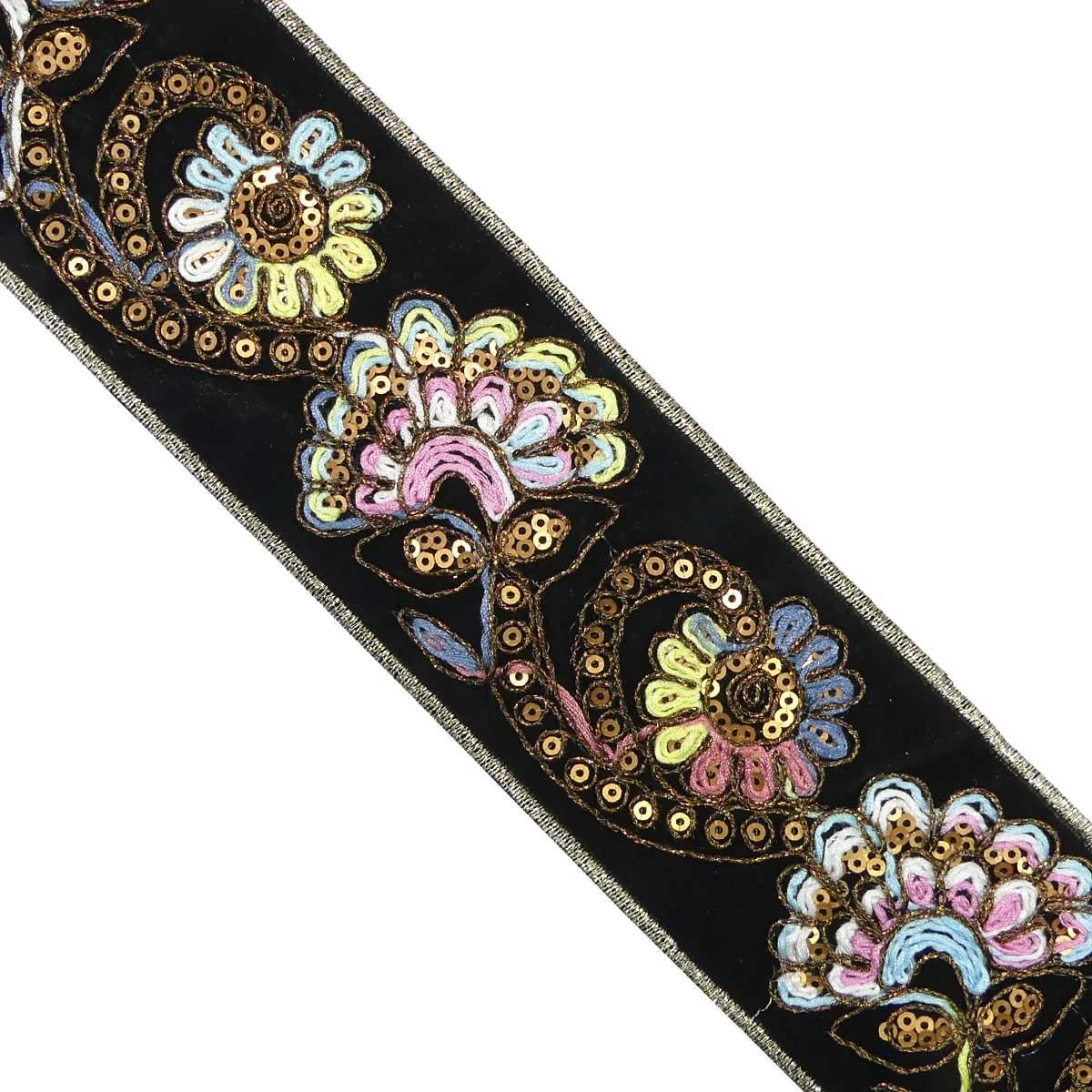 Galón Multicolor Y Dorado Con Lentejuela 6cm 3 Galón Multicolor Y Dorado Con Lentejuela 6cm